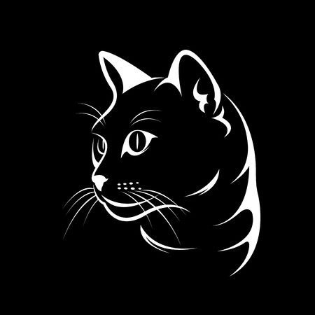 450x450 Vector Of A Cat Face Design On Black Background, Vector