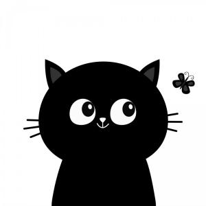 300x300 Black Cat Head Face Silhouette Looking At Vector Wallkeeper