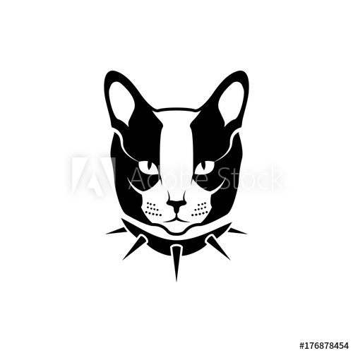 500x500 Vector Cat Head, Face For Retro Hipster Logos, Emblems, Badges