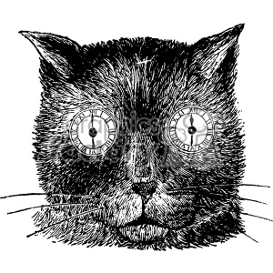 300x300 Vintage Steampunk Cat Head With Clock Eyes Vector Vintage