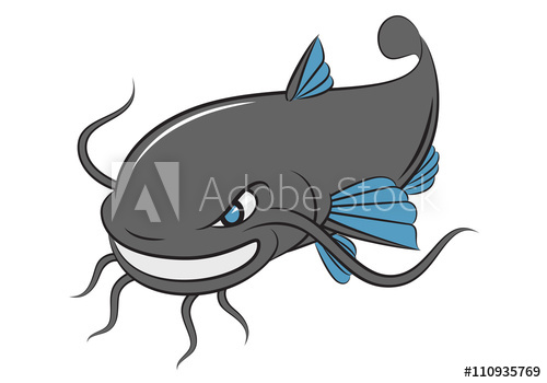 500x350 Cartoon Catfish, Vector