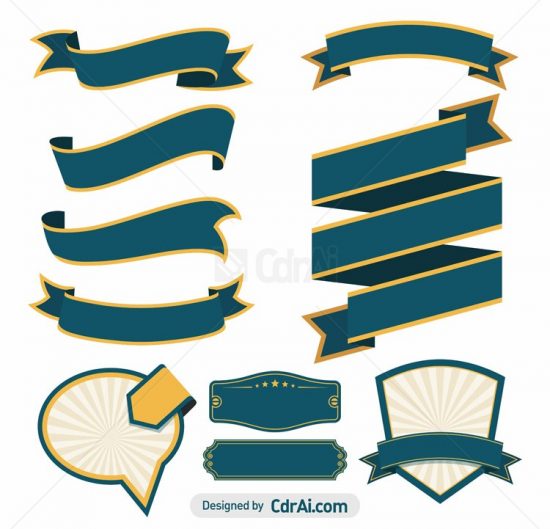 550x529 Vector Blue Ribbons, Banners And Badges Isolated Cdr