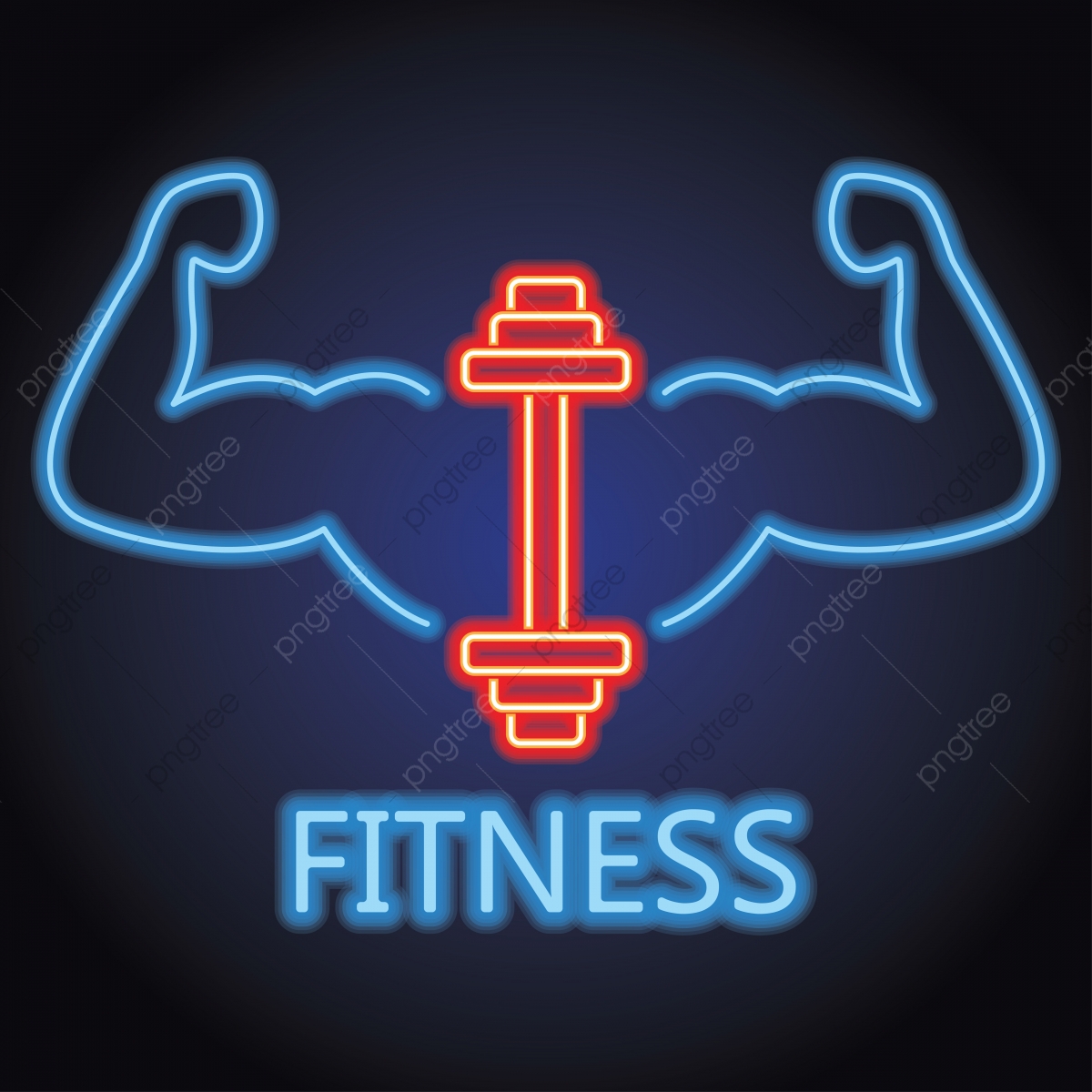 1200x1200 Fitness Gym Center Logo With Neon Light Effect Vector Illustration