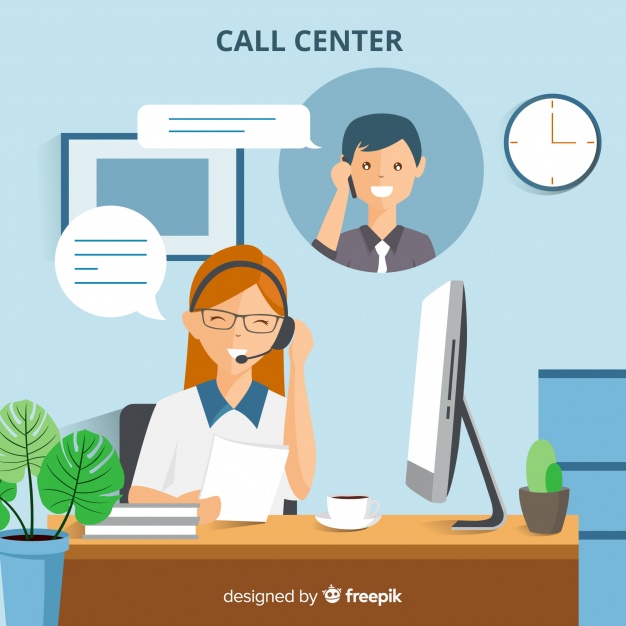 626x626 Modern Call Center Background In Flat Style Vector Free Download