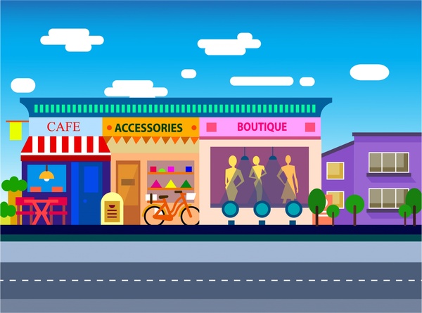 600x445 Shopping Center Design With Color Sketch Free Vector In Adobe