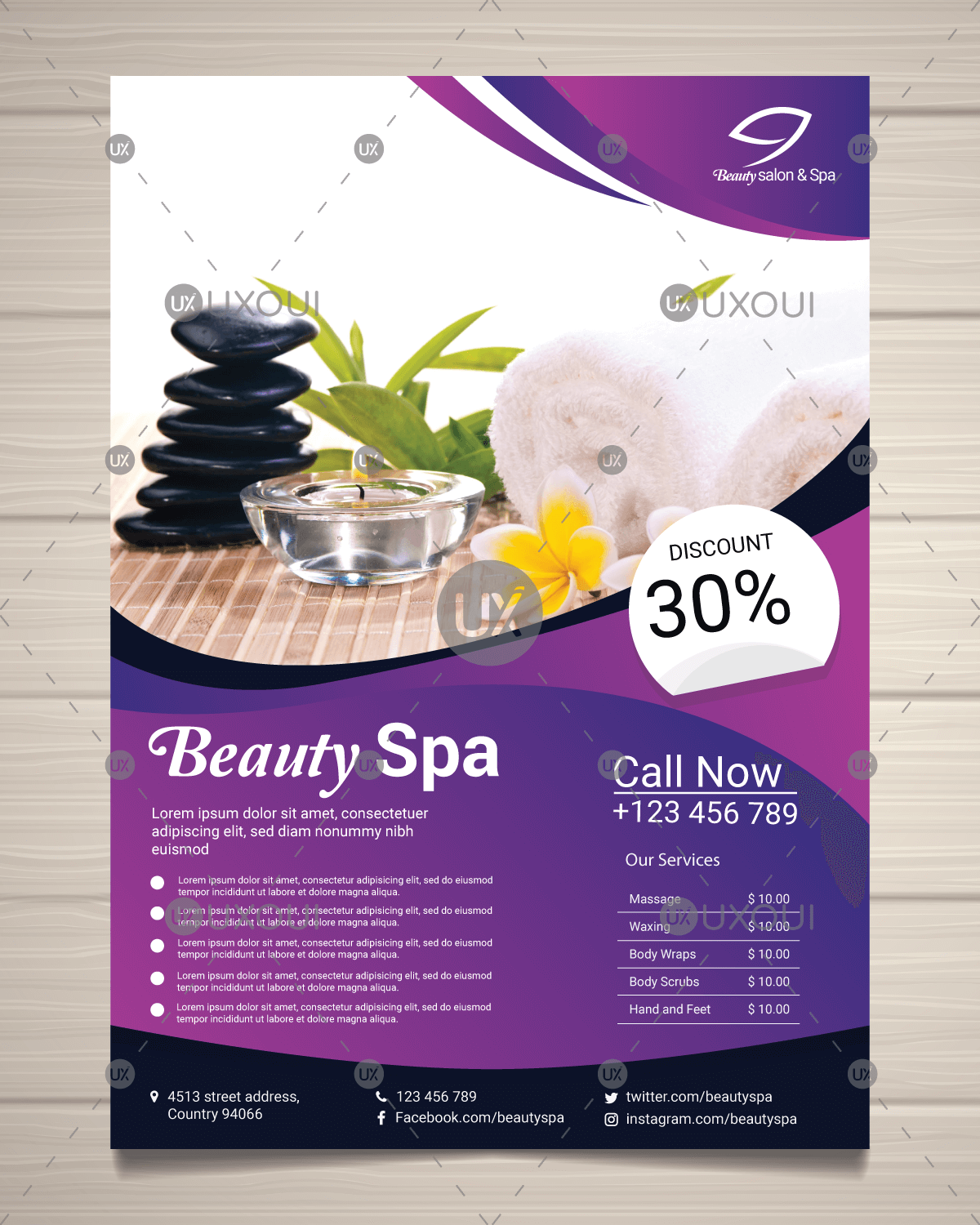 1200x1500 Spa Center Flyer Design Template With Different Treatments