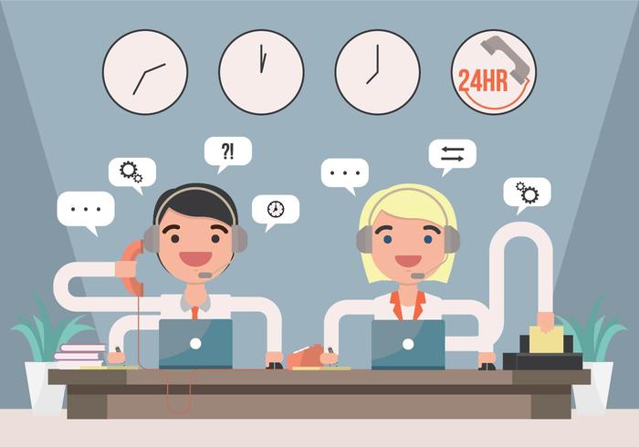 700x490 Call Center Man And Woman Illustration Vector