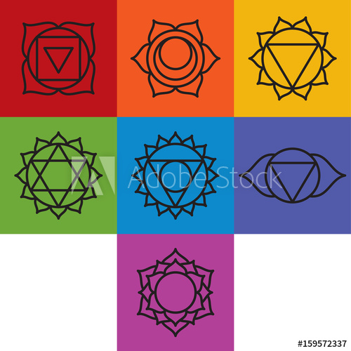500x500 Set Of Seven Chakra Symbols, Vector