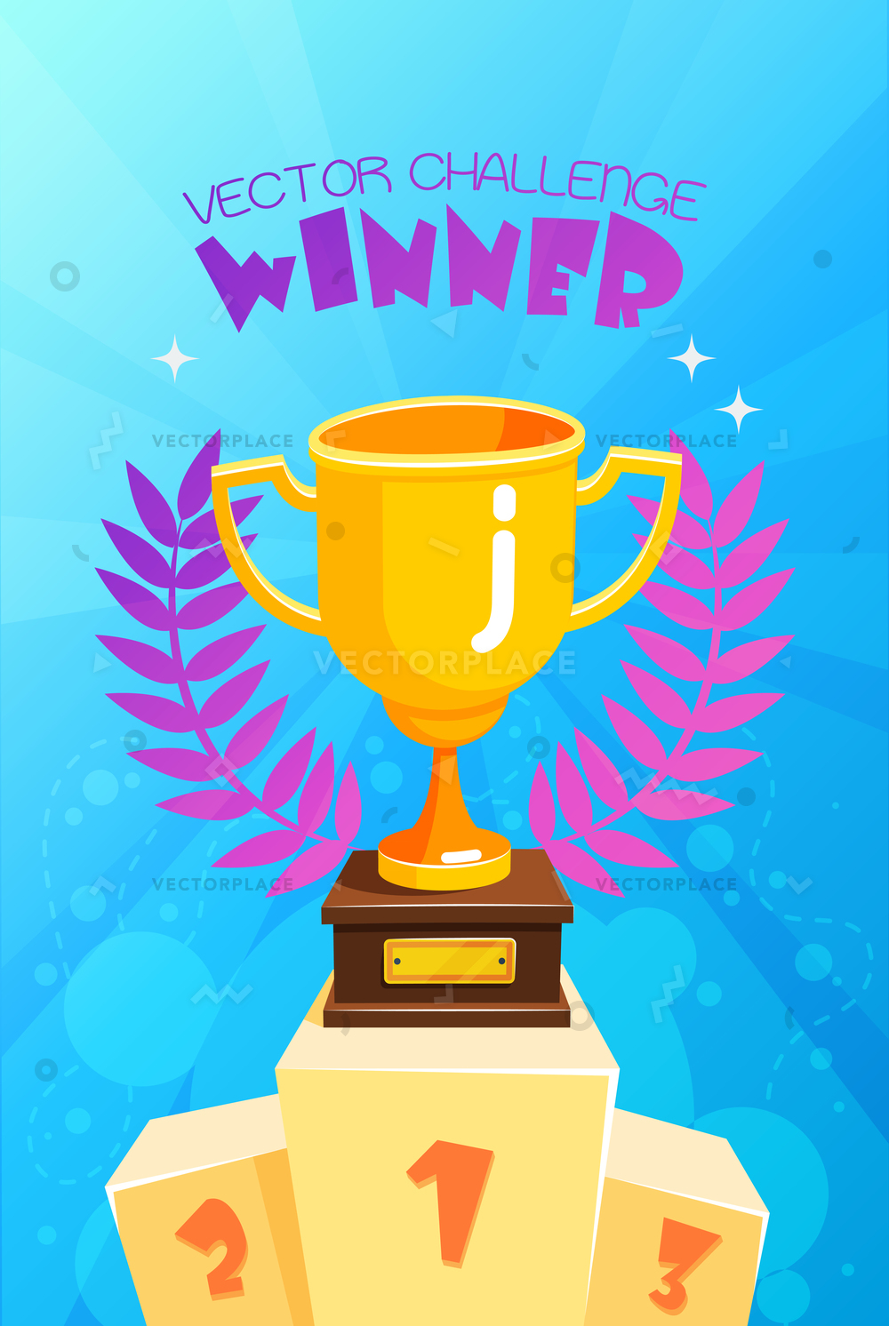1000x1492 Challenge Winner Golden Trophy Symbolic Olive Vector Illustration