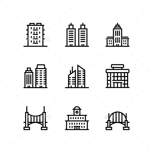 590x590 Building And House Line Icons Pack For App Mobile Or Web Design