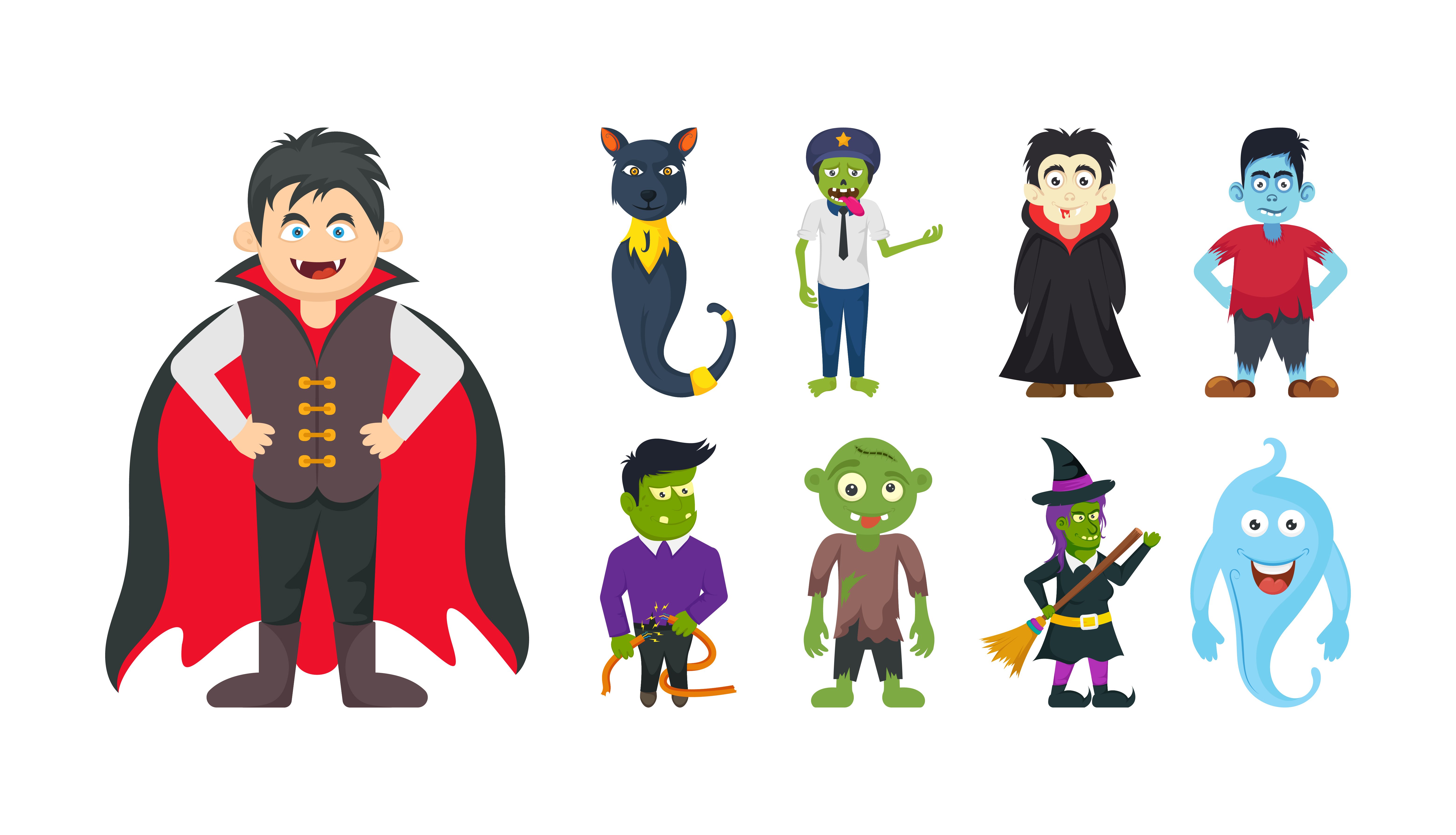 6244x3579 Download Halloween Free Vector Character Set Frebers