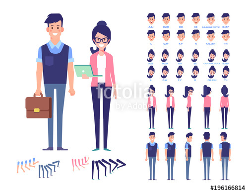 500x388 Flat Vector Character Set For Animation Business People