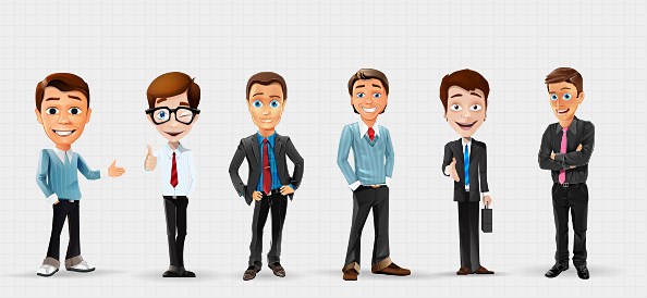 594x274 Businessman Vector Character Set