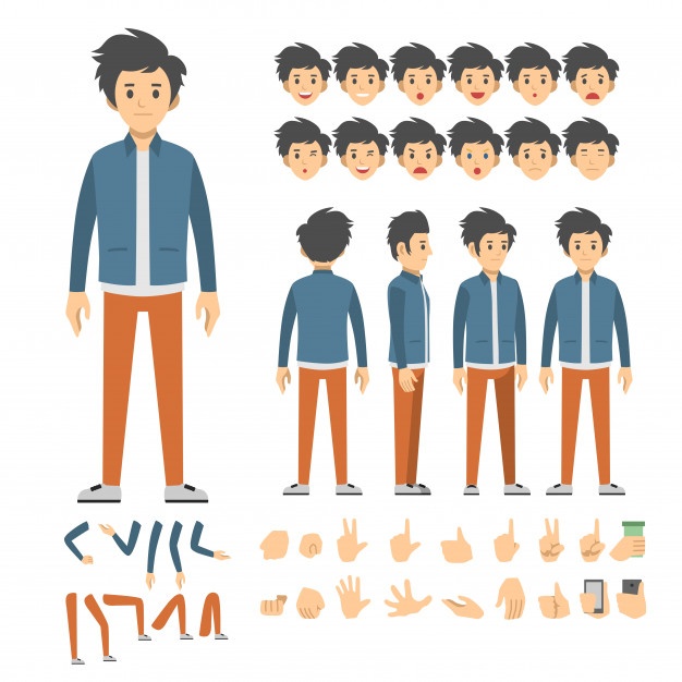 626x626 Casual Man Character Set Vector Premium Download