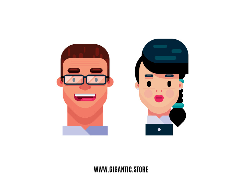 800x600 Flat Design Characters, Man And Woman Illustration
