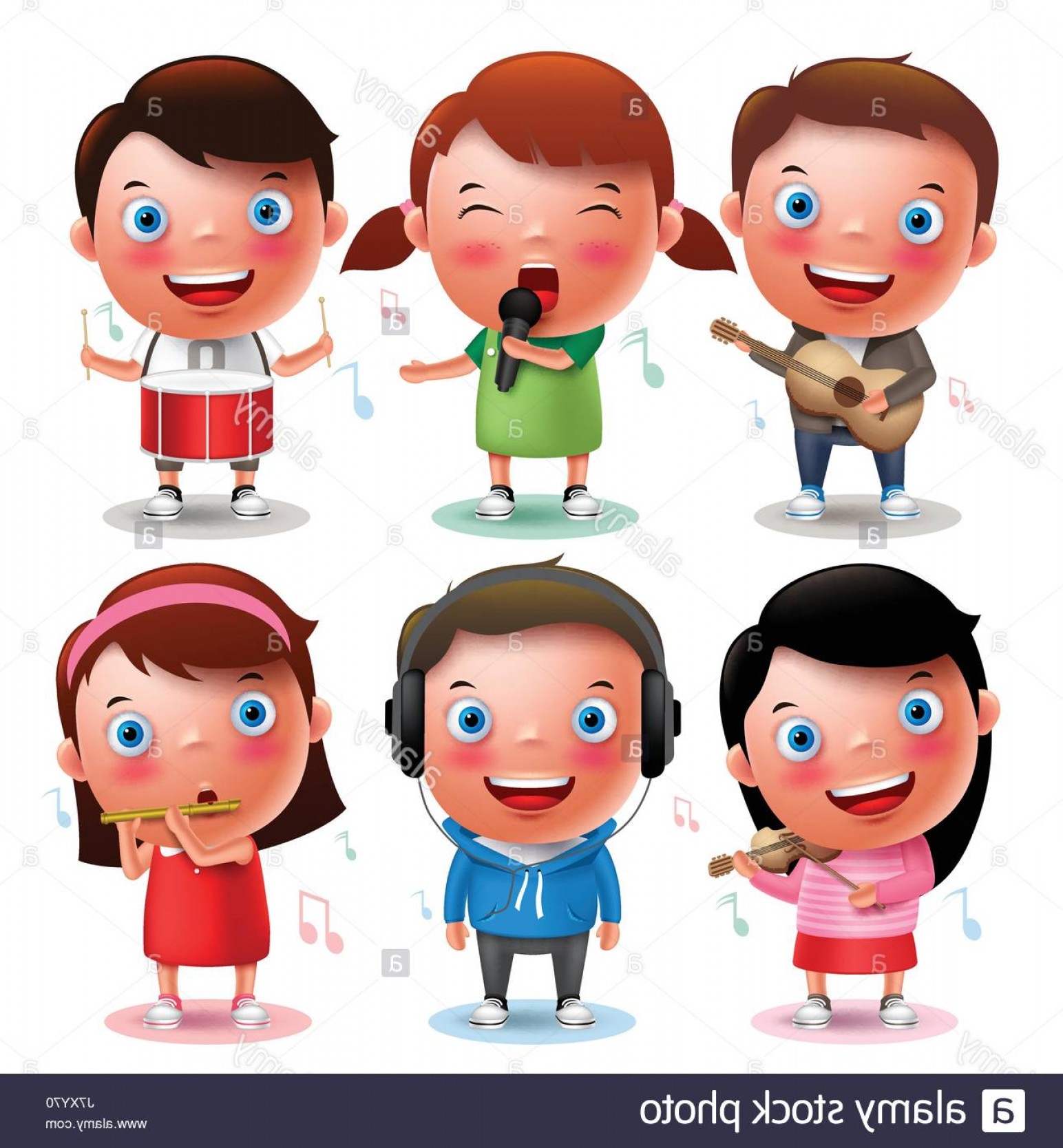 1544x1668 Stock Photo Kids Vector Characters Playing Musical Instruments