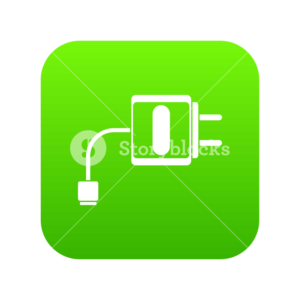 1000x1000 Mini Charger Icon Digital Green For Any Design Isolated On White