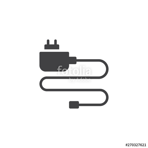 500x500 Mobile Phone Charger Vector Icon Filled Flat Sign For Mobile