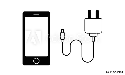 500x300 Phone And Charger Vector Illustration