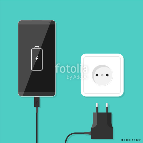 500x500 Smartphone And Charger Adapter Phone Is Charging From Wall Outlet