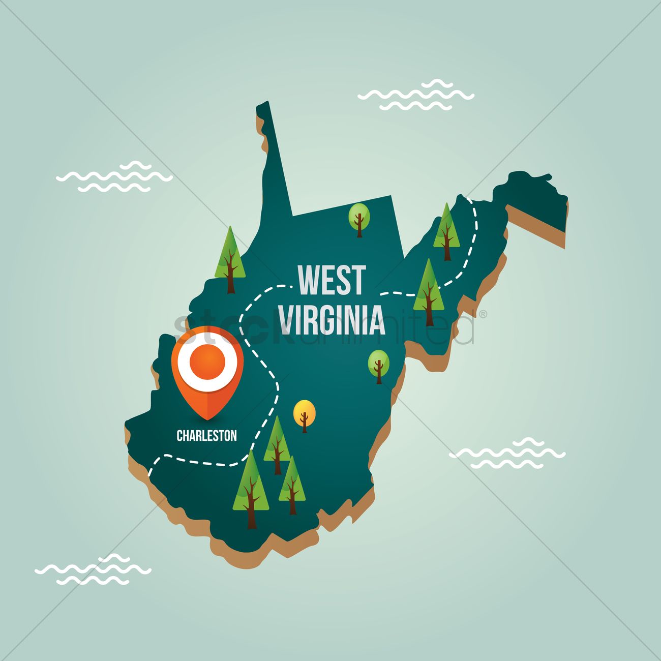 1300x1300 West Virginia Map With Capital City Vector Image