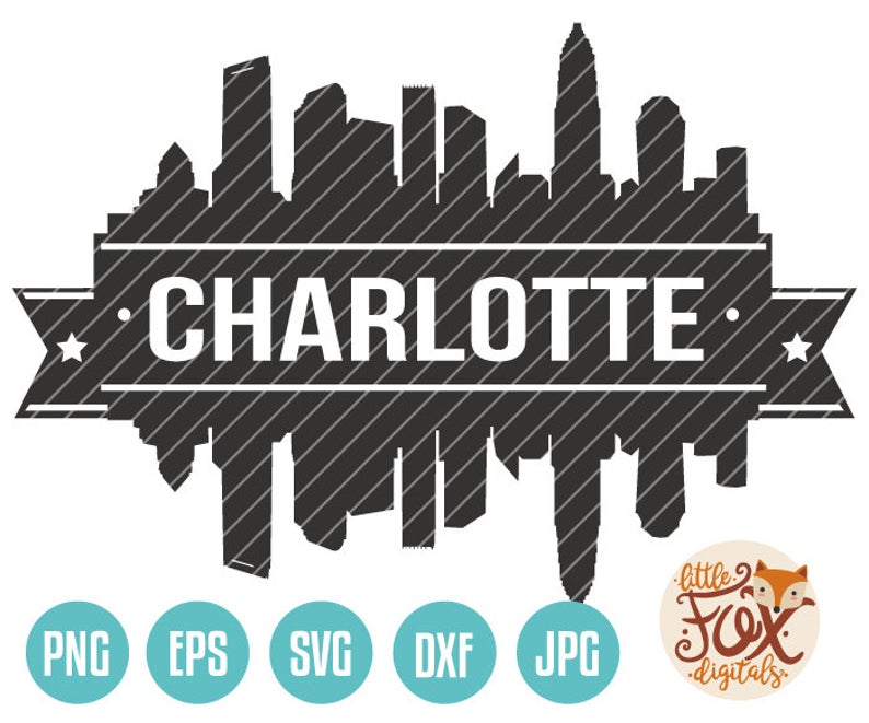 794x661 Vector Charlotte North Carolina Usa Skyline Etsy