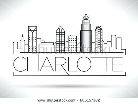 450x338 Stock Vector Minimal Linear City Skyline With Charlotte Art Artist