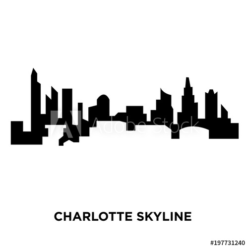500x500 Charlotte Skyline Silhouette On White Background, Vector