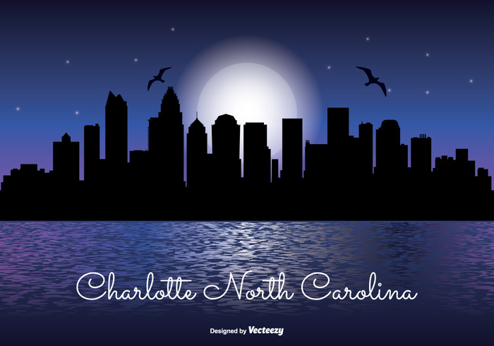 700x490 Free Vector Charlotte North Carolina Night Skyline