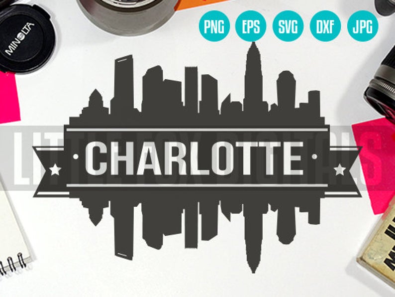 794x596 Vector Charlotte North Carolina Usa Skyline Etsy