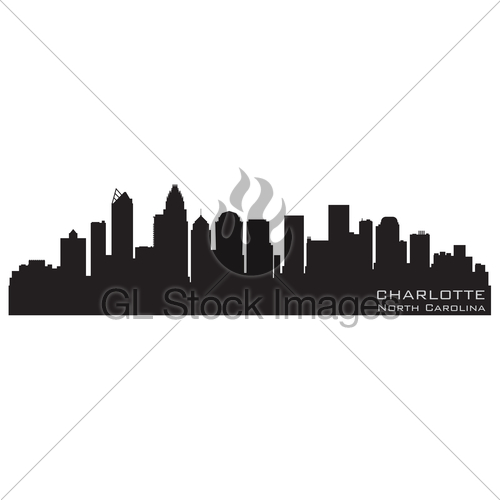 500x500 Charlotte, North Carolina Skyline Detailed Vector Silhou Gl