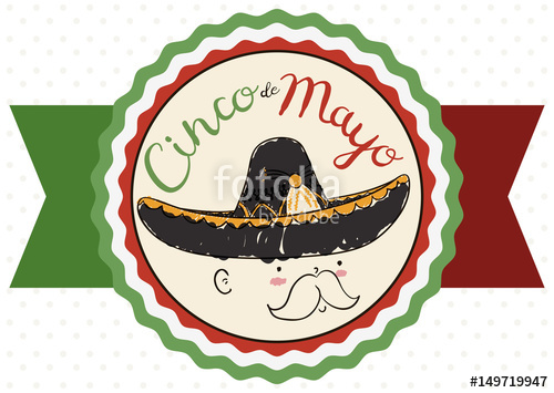 500x355 Ribbon And Cute Doodle Of Charro For Cinco De Mayo, Vector