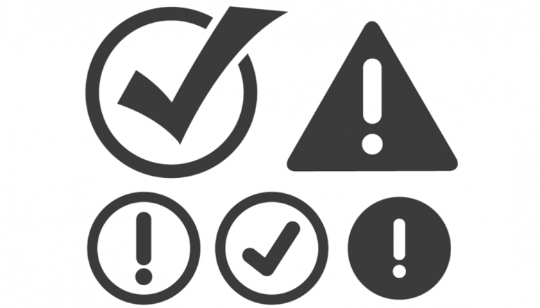 778x445 Vector Checkmark And Attention Icon Set
