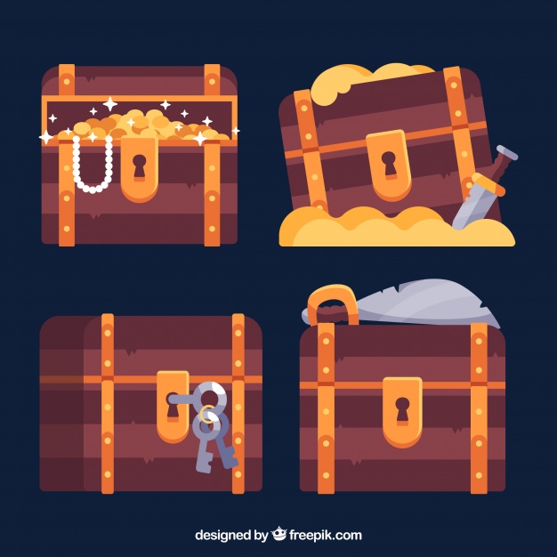 626x626 Old Treasure Chest Collection With Flat Design Vector Free Download