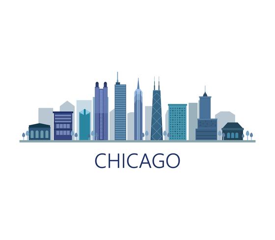 560x490 Chicago Skyline On White Background