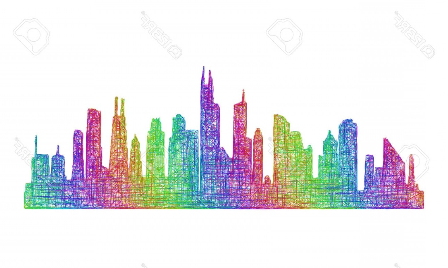 1560x934 Photostock Vector Chicago City Skyline Silhouette Multicolor Line