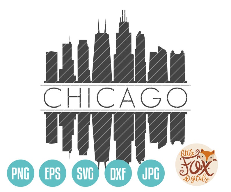 794x662 Vector Chicago Illinois Usa Skyline City East Etsy