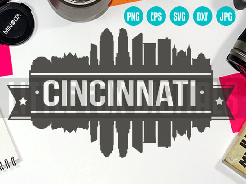 794x596 Vector Cincinnati Ohio Usa Skyline City East Etsy