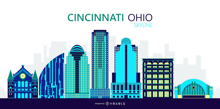 900x446 Cincinnati Ohio City Skyline Illustration