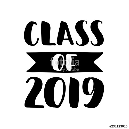 500x500 Class Of Hand Drawn Brush Lettering Graduation Logo Stock