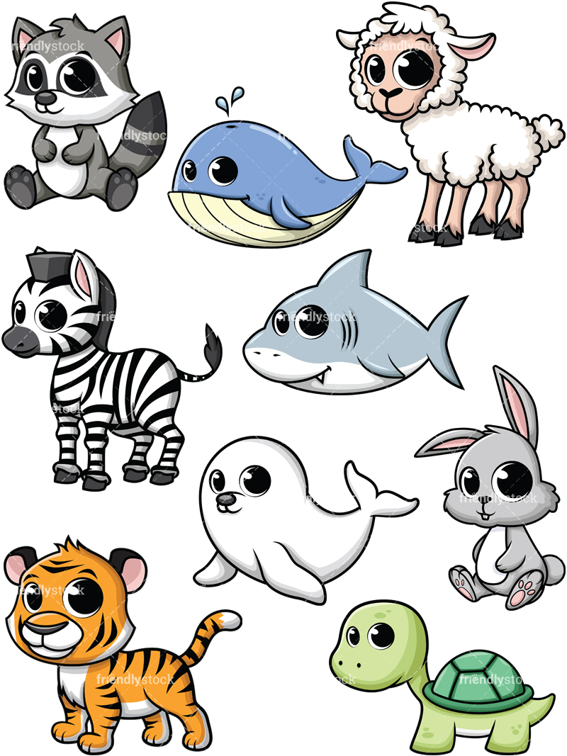 800x1067 Cartoon Baby Animals Vector Clipart