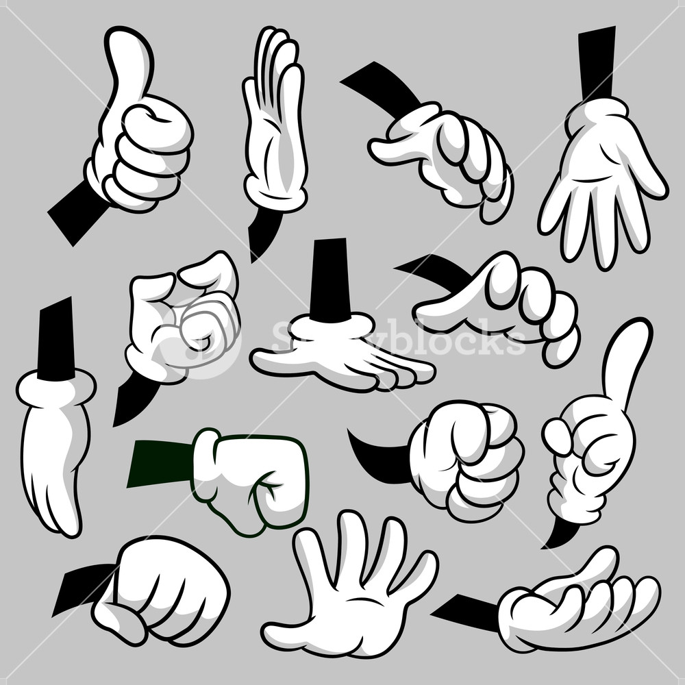 1000x1000 Cartoon Hands With Gloves Icon Set Isolated Vector Clipart