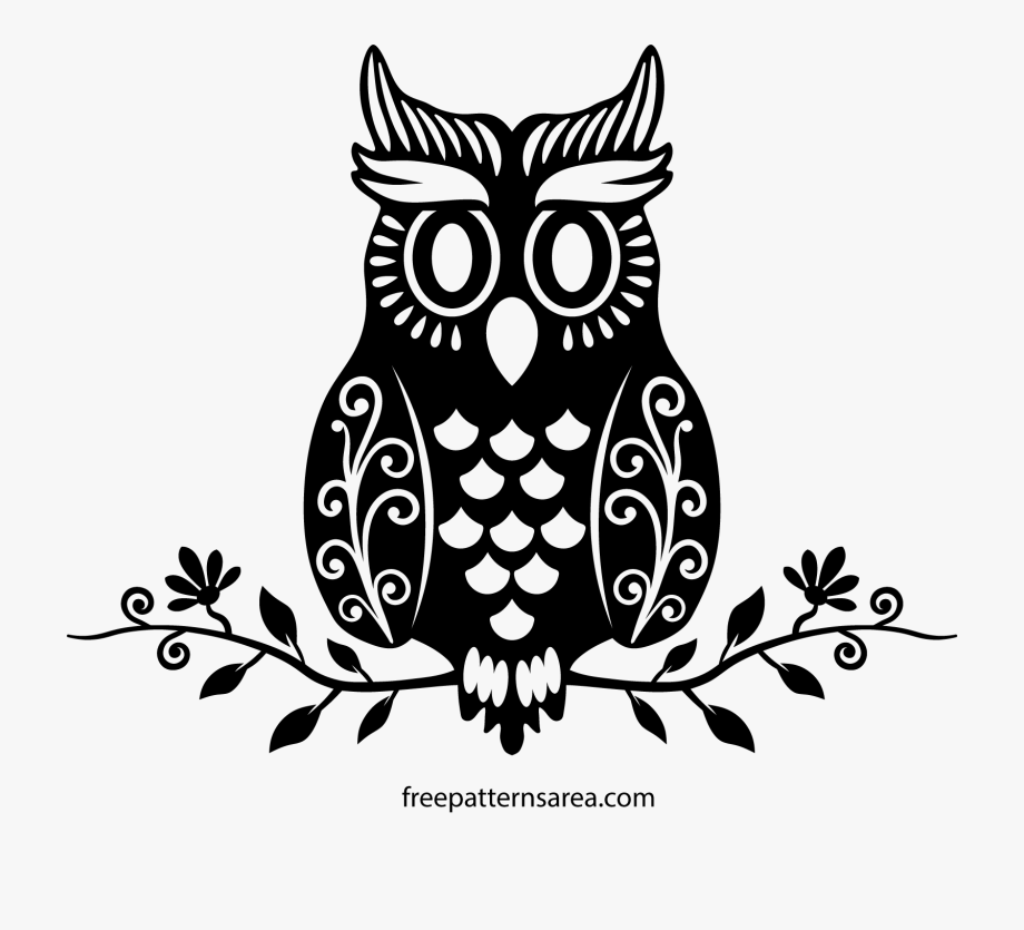920x835 Clipart Free Download Owl On A Branch Clipart Black