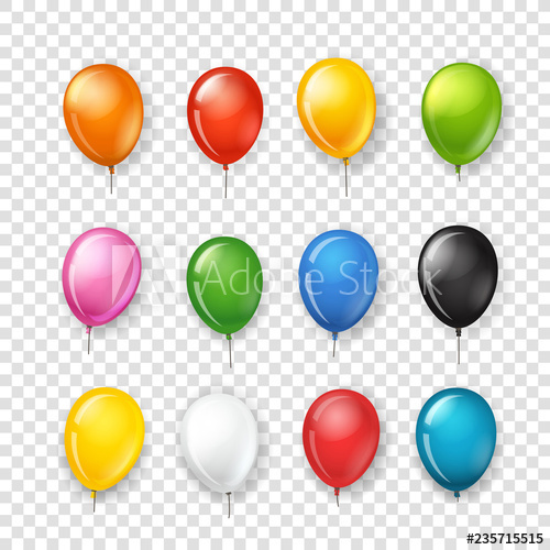 500x500 Different Color Rubber Balloons Vector Collection Isolated