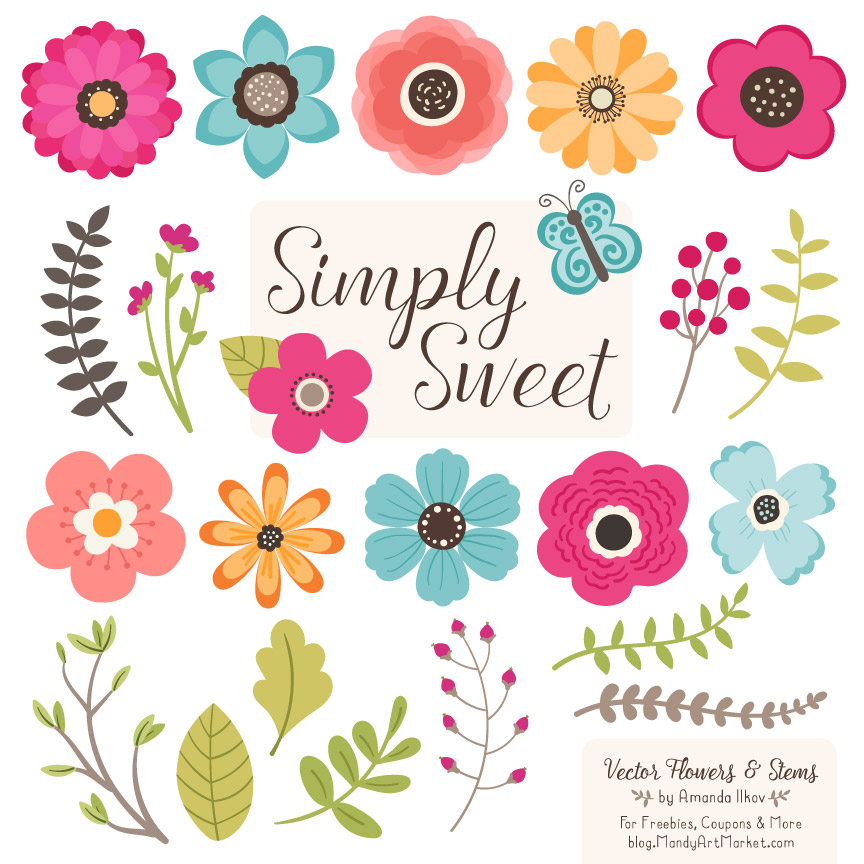 864x864 Bohemian Flower Clipart Vectors