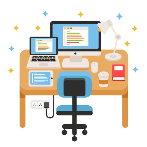 Software Engineers Work Desk Vector 490x490 Software Engineers Work Desk Vector