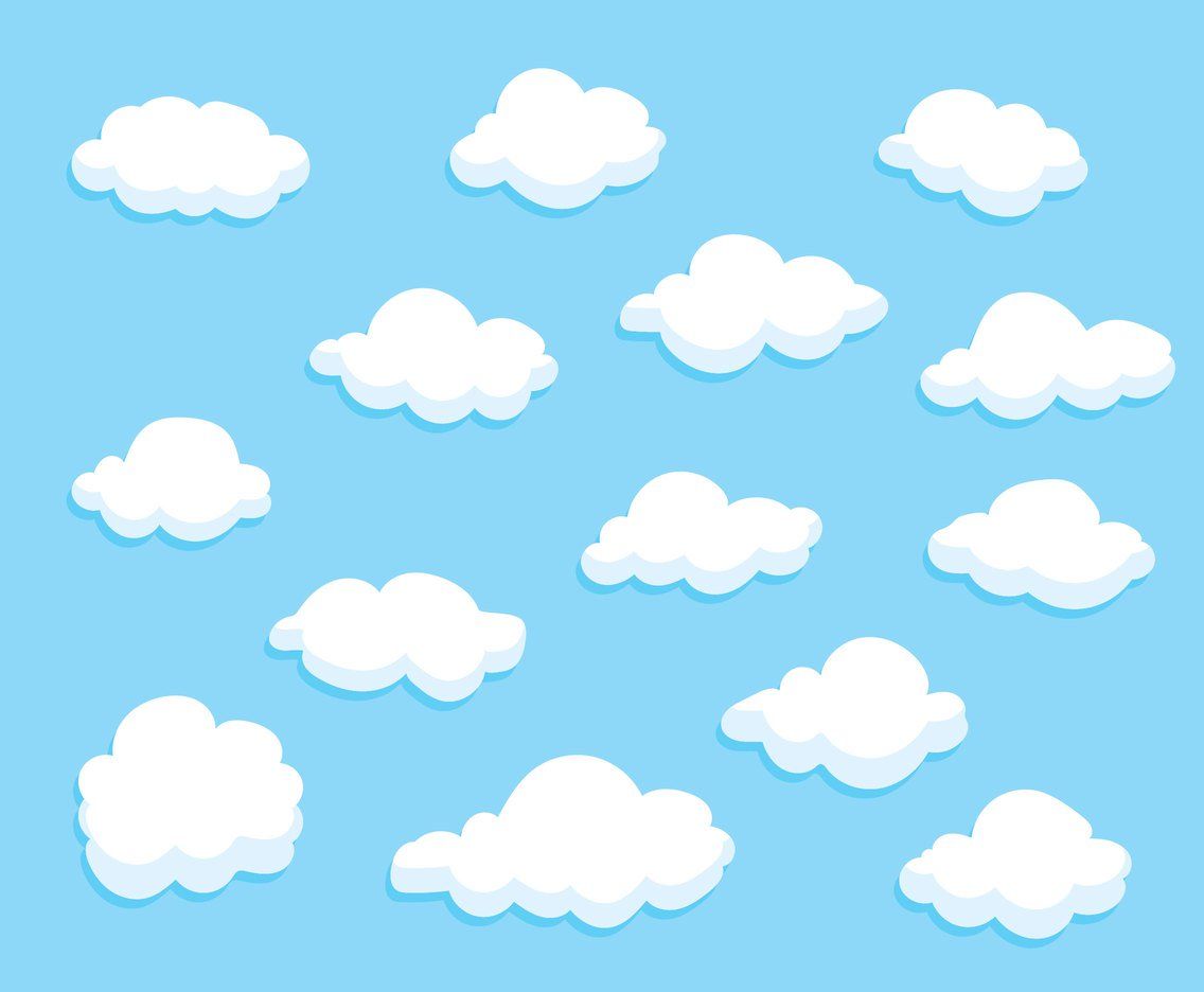1136x936 Collection Set Of Variation Cartoon Clouds Vector On Blue