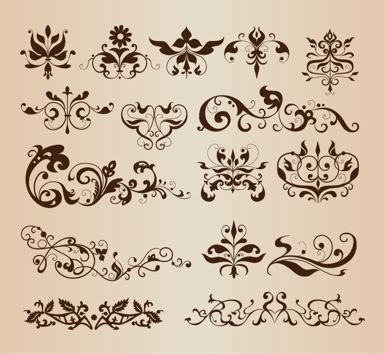 794x730 Elegant Decorative Floral Design Elements Vector Collection Free