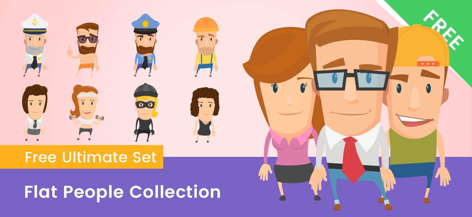 1518x700 Flat People Characters Vector Collection