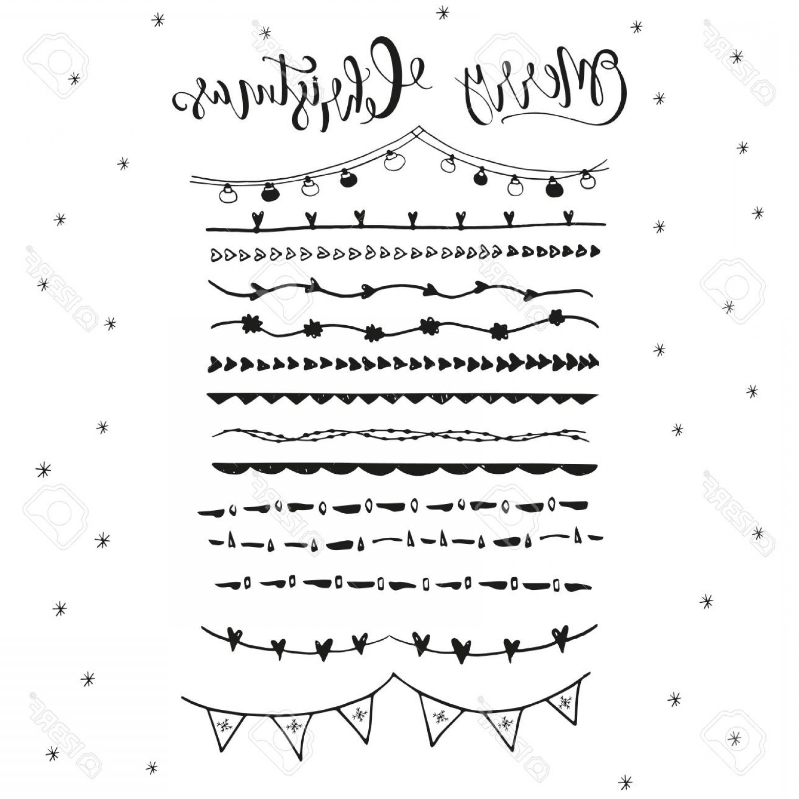 1560x1560 Photostock Vector Collection Of Hand Drawn Christmas Borders